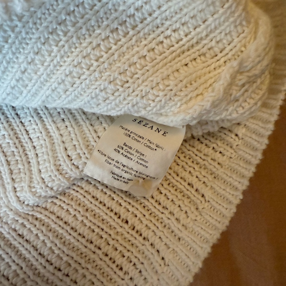 Sezane Cream Open-Knit Scoop Neck Cardigan - Picture 8 of 11